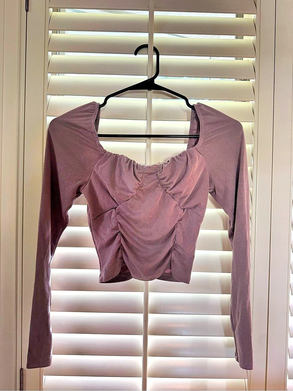 Ruched Long Sleeve Crop Top